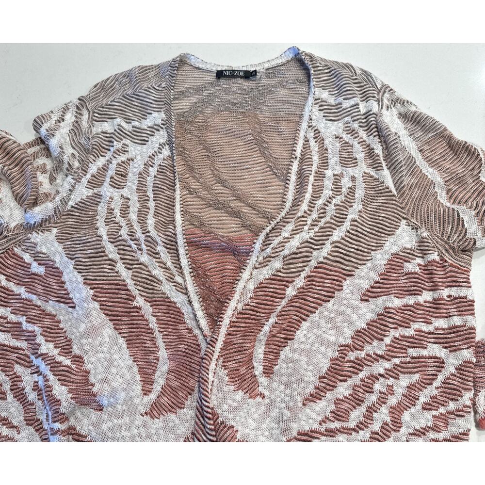 NIC+ZOE Women’s Plus Size 2X Textured Wrap Sweater Knit Top Print‎ Boho Artsy